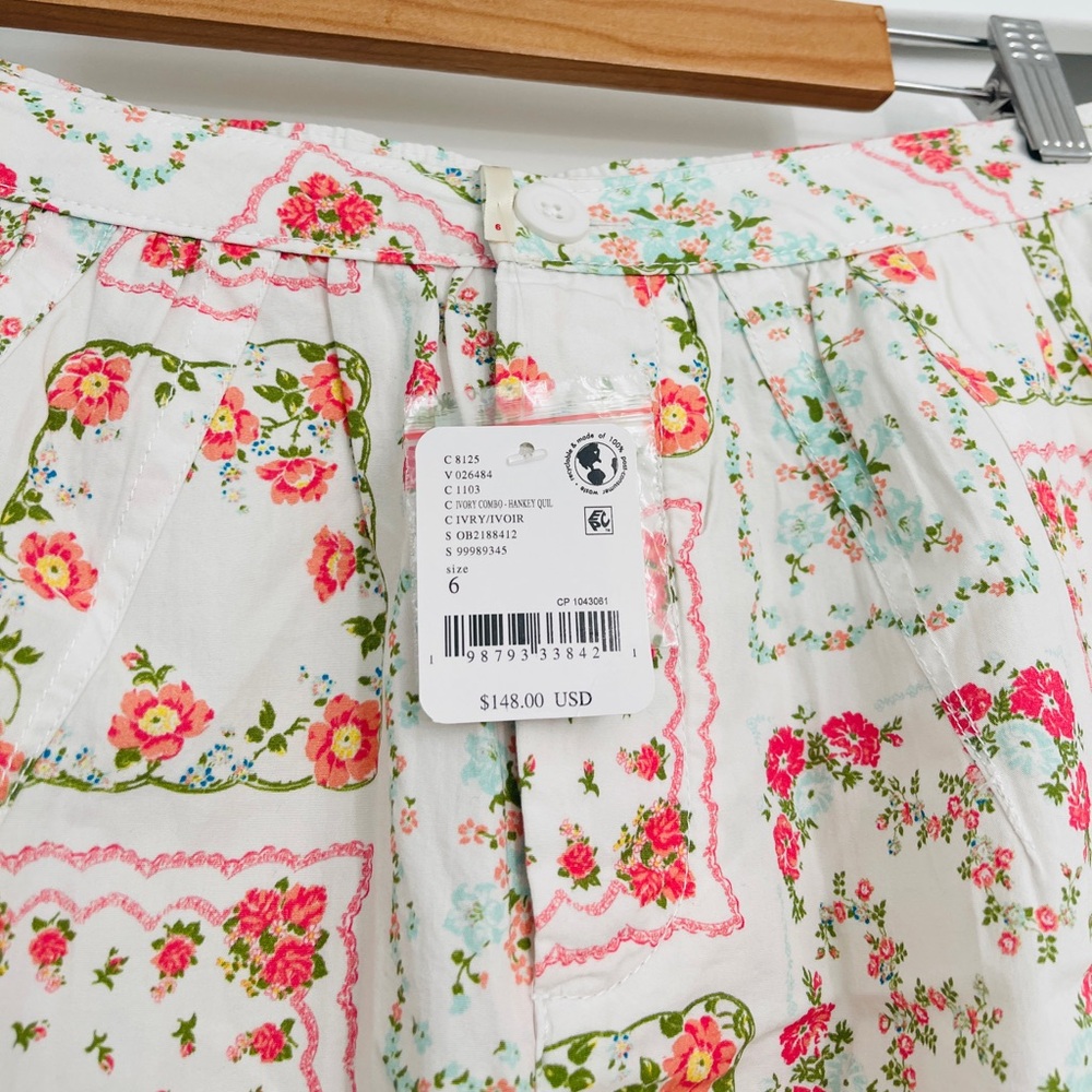 Free People White Lace Mixed-Print Shorts with Pink & Green Floral - Picture 4 of 10
